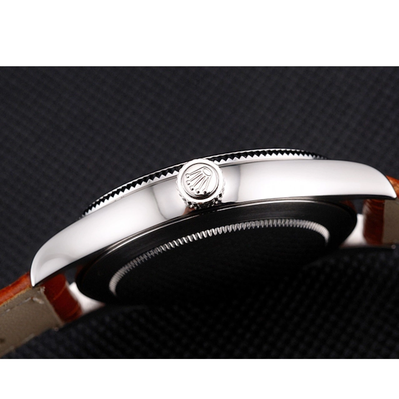 Best AAA Replica Sites Stainless Leather Swiss Case Rolex Steel Dial Blue Light Strap Brown Datejust 0701